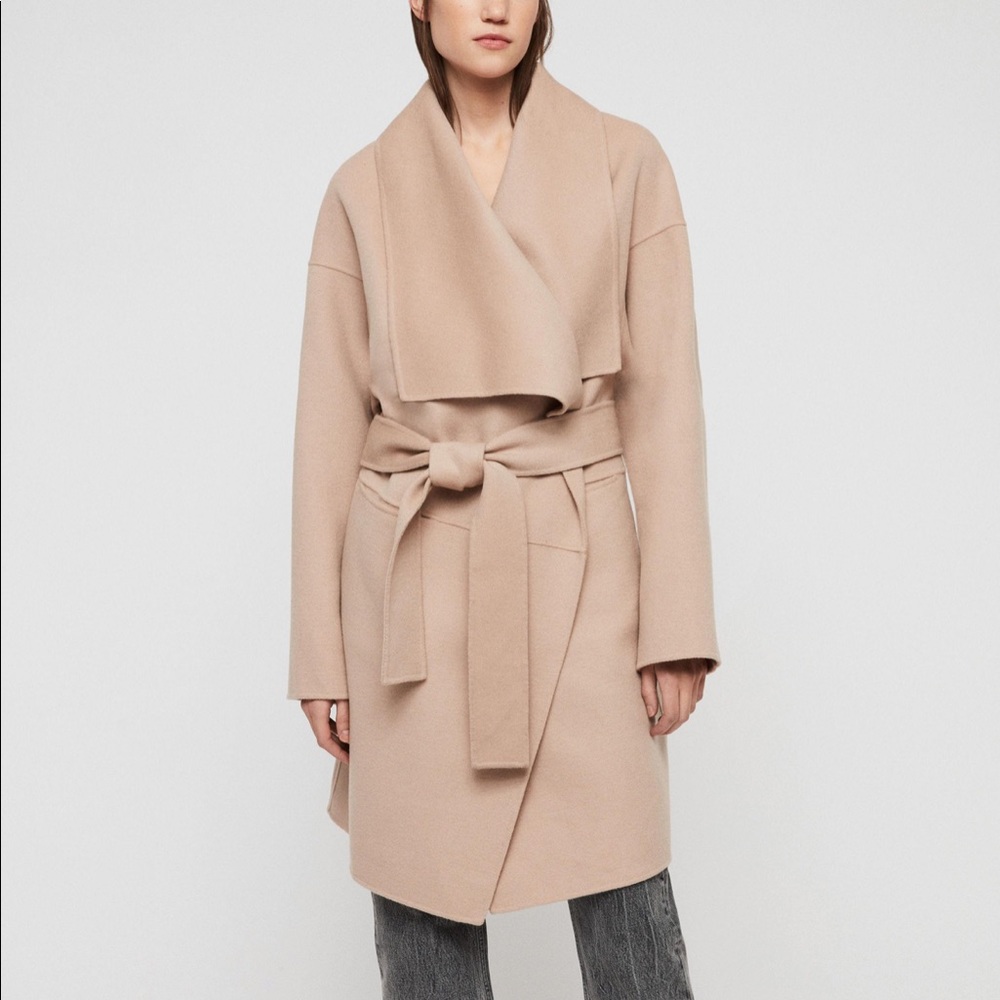 Allsaints Adalee Coat Size Small in Oatmeal